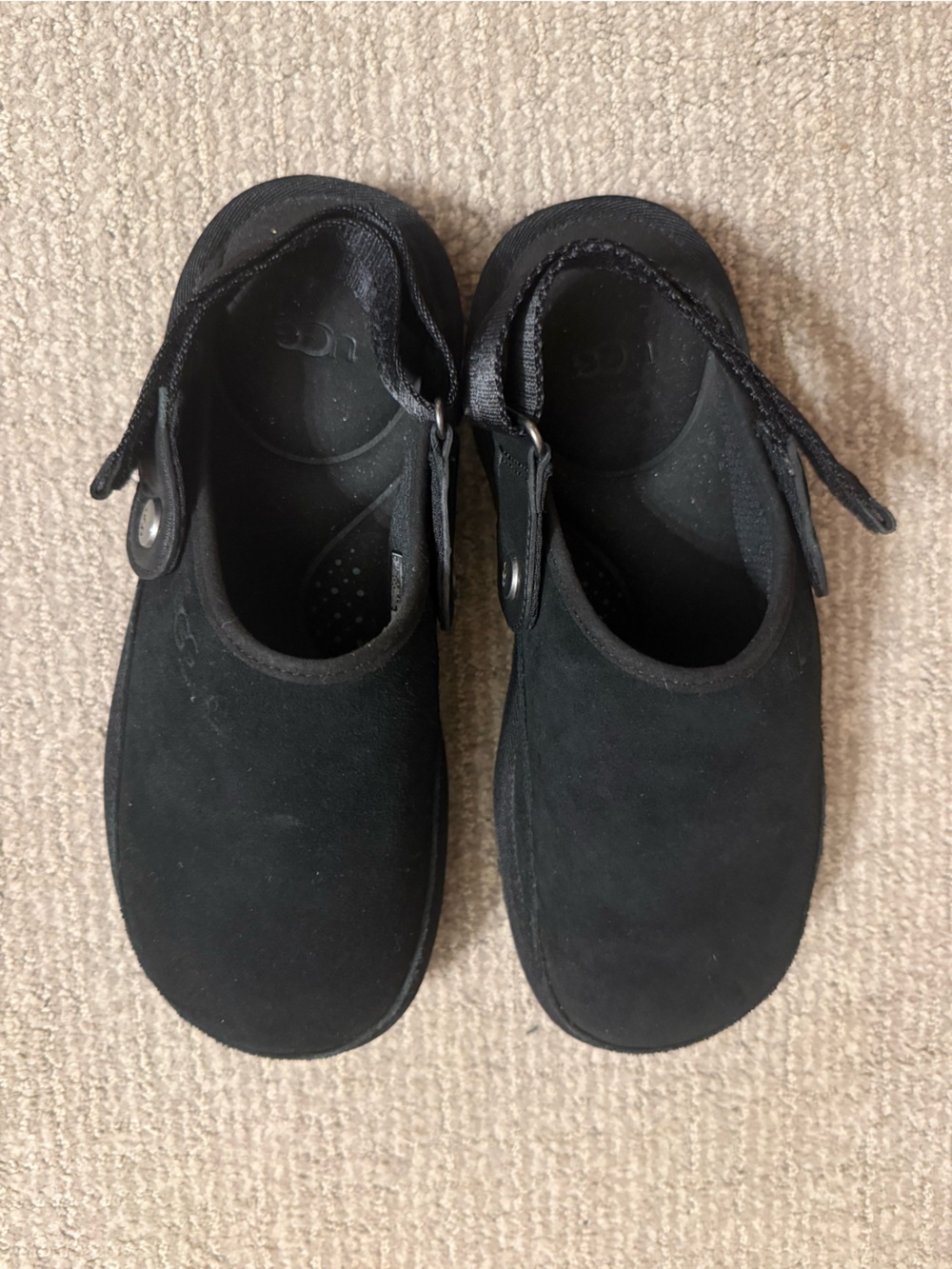 UGG Black Slip-On Suede Clog with Back Strap